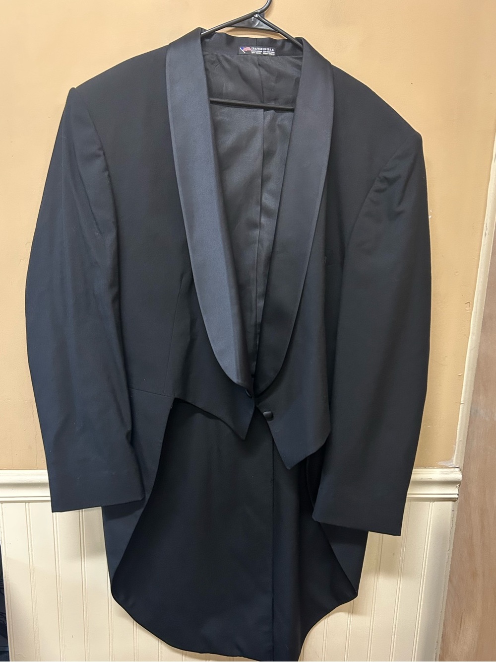 Men's Raffinati Black Wool Tuxedo Tailcoat 2 Button Satin Shawl Lapels Size 54XL